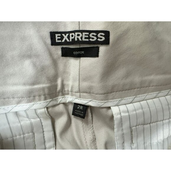 Express Editor Womens Wide Leg Cotton Stretch Khaki Pants Pockets Flat Front 2R - Picture 6 of 7
